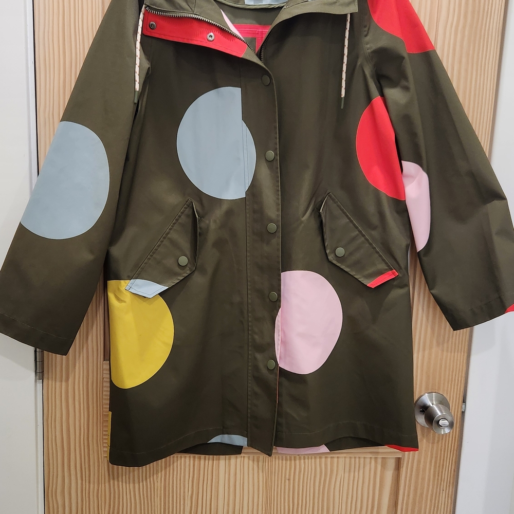 Boden Women's Polka Dot Hooded Waterproof Rain Jacket - Multicolor - Picture 3 of 5